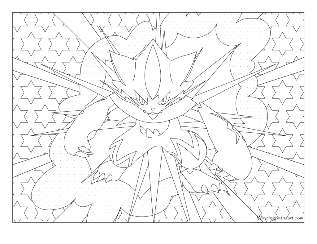 #807 Zeraora Pokemon Coloring Page · Windingpathsart.com